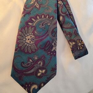 Bert Pulitzer Teal and Purple Paisley Men's Silk Necktie Tie Nwt